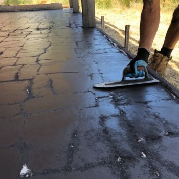 Concreters Ballarat finishing stenciled concrete at a job in Cheltenham Melbourne